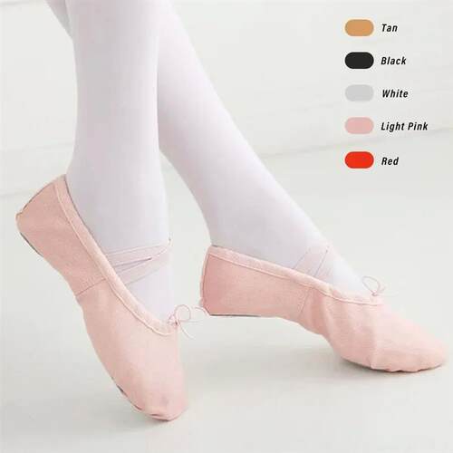 1Pair Girls Ballet Shoes Canvas Soft Sole Ballerina Ballet D