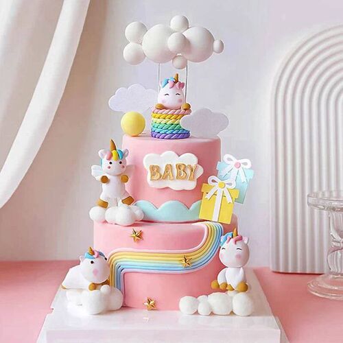 Rainbow Unicorn Cake Topper Birthday Cake Ornament Girl Unic
