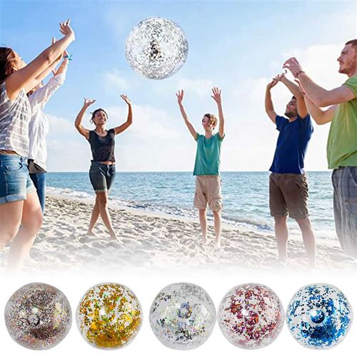 40cm Inflatable Glitter Beach Ball Summer Water Play Sequin