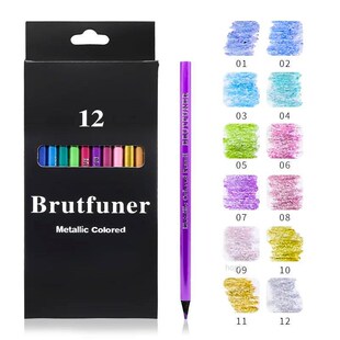 12 Color Metallic Colored Pencils Drawing Sketching Set Colo