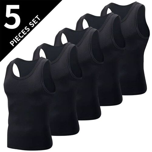3/5 Piece Mens Solid Color Simple Fashion Fitness Vest Plus