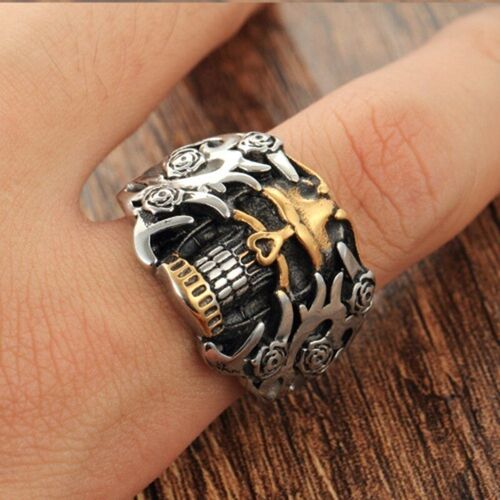 Demon Ring Skull Rose Retro Gothic Punk Single Rings for Men