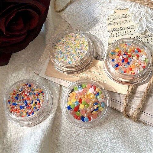 1Box Round Colored Pearls Nail Beads Nail Charms Nail