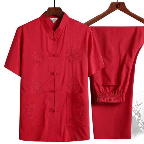 Tang Suit Male Dad Suit Short-sleeved Suit Middle-aged And E