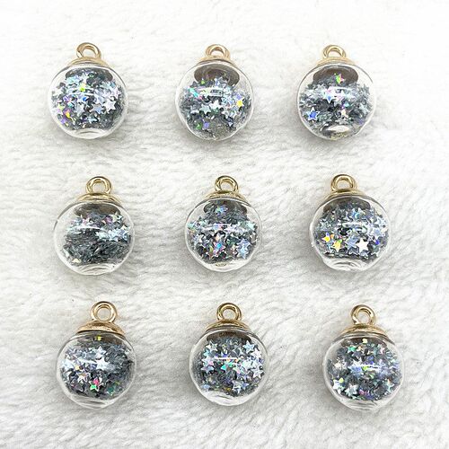 10pcs 16mm Colorful Transparent Ball Glass Star Charms Penda