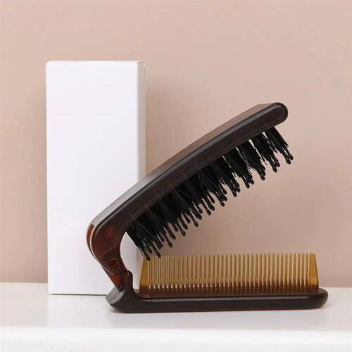 2-in-1 Portable Foldable Comb Travel Straight Curly Dual Pur