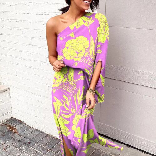 Beach One Piece Summer Dresses 2023 Women Loose Shoulder Wai