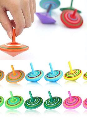 Wooden Spin Tops Colorful Organic Spinning Toy for Kids Bala