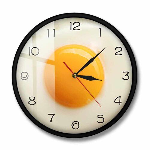 Sunny Side Up Fried Egg Kitchen Wall Clock 3D Flat Design Br