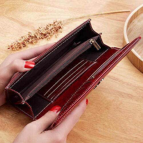 Womens Leather Wallet Woman Luxury Long Wallets Fashion Wo