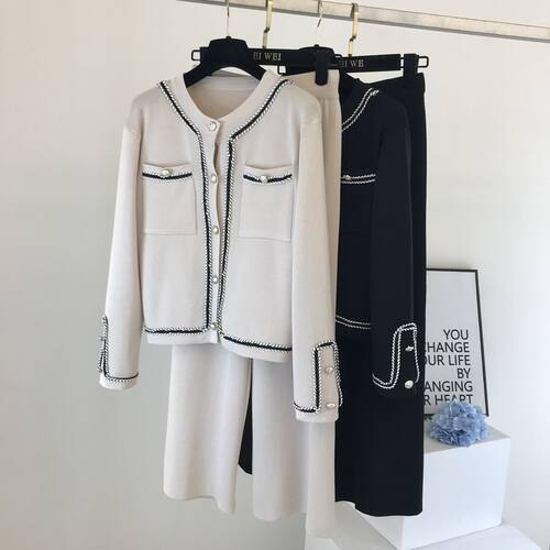2021 New Autumn Korean Color Block Round Neck Double Pocket