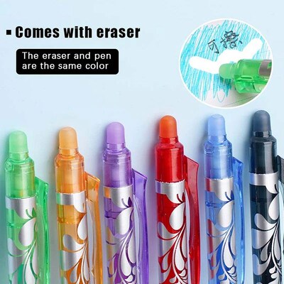 6pcs 0.5mm Erasable Gel Pen Set 6 Colors Ink Writing Gel Pen