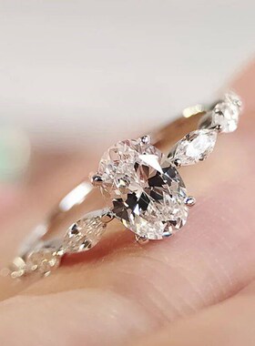Huitan Dainty Women Engagement Rings AAA Cubic Zircon Silver