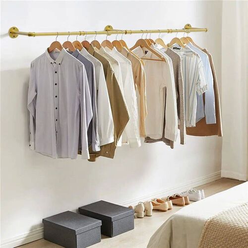 70.8 Inch Industrial Pipe Clothing Rack Wall Mounted Clothes