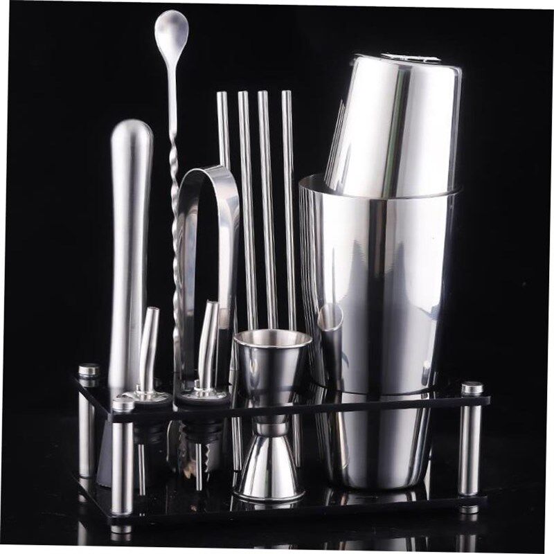Bartender Kit 9 Piece Boston Cocktail Shaker Stainless Steel图片