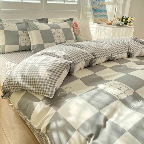 4pc bedsheet set flat sheet student bed cover single/double
