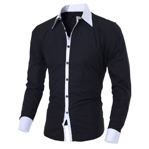 Men White Shirt Patchwork Social Dress Shirt Autumn Spring S