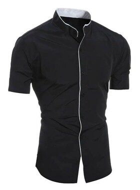 New mens solid color casual commuting short sleeved shirt
