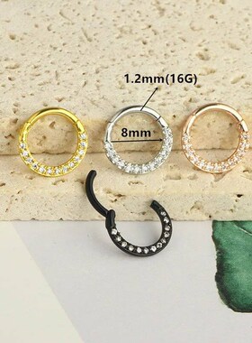 Stainless Steel Hoop Piercing Earring For Women Zircon CZ Ca