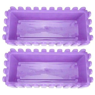 2 Pcs Rectangular Fence Flower Pot Purple Durable Plastic
