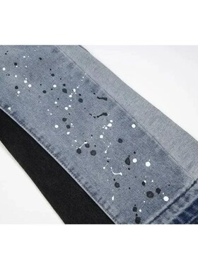 2024 high sreet splashed ink ripped patchwork jeans for men
