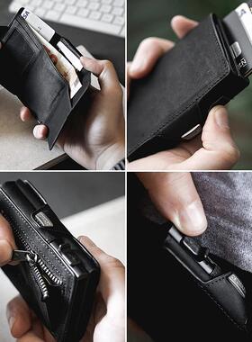 Vintage Crazy Horse Leather Men Wallets Luxury  RFID Protect