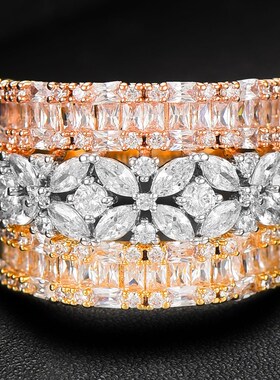 Missvikki 2023 New Gorgeous Wide Rings Cubic Zircon Crystal