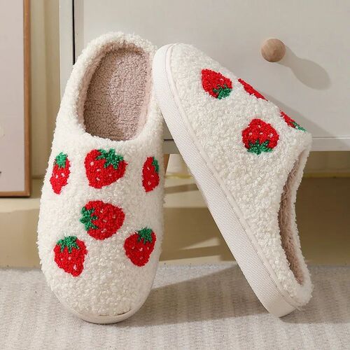 Warm Winter House Slippers Short Plush for Girl Women Cute F