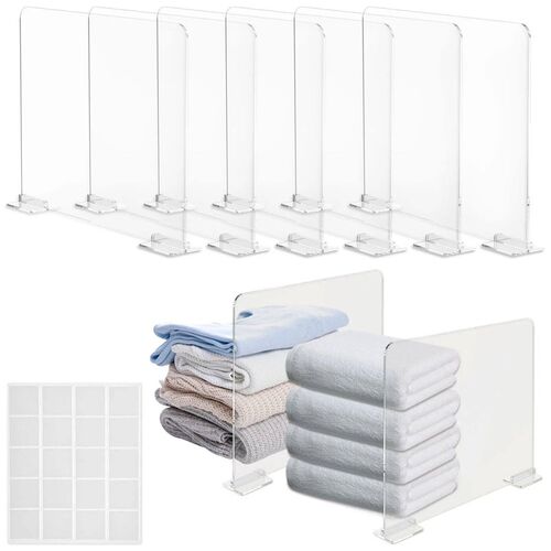 6/8Pcs Self-Adhesive Closet Shelf Organizer Acrylic Bookcase