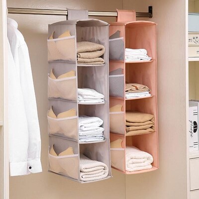 Hanging Closet Organizer Storage with Side Pockets 3/4 Shelv