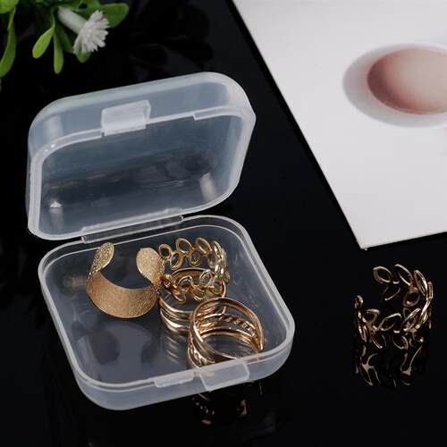 48Pcs 3.5*3.5*1.8cm Mini Clear Plastic Storage Box Container