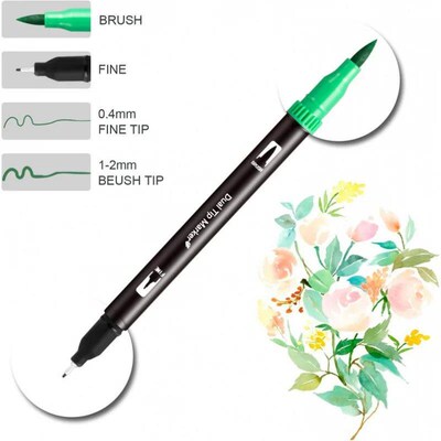 12-120 Colors Art Markers Set Dual Tip Brush Pen Headed Arti