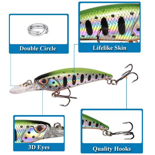 Luya bait floating water long tongue plate Mino bait 7.5 cm
