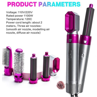 5IN1Wet/dry use curling iron Styling Hair Dryer Hot air comb