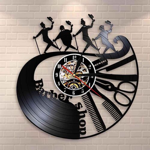 Barber Shop Wall Clock Modern Barbershop Decoration Vinyl Re