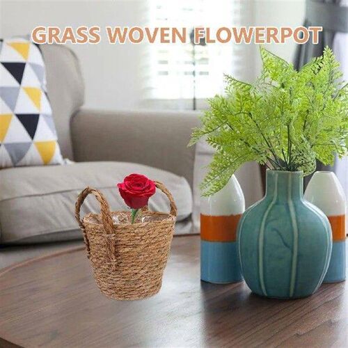 Straw Flower Pot Flowerpot Vintage inside Seegras Boho