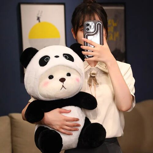 26cm New Kawaii Panda Plush Toy Soft Stuffed Bear Turn Into