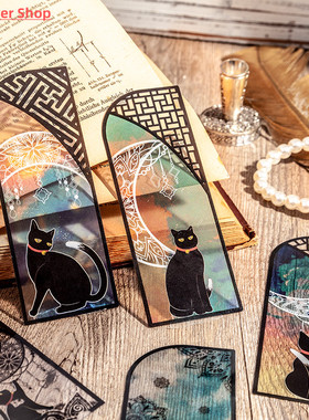 6 pcs/set Cute black cat daily series Bookmark PVC Matte Rea