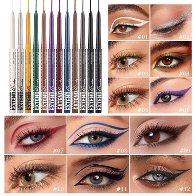 Matte Glitter Gel Eyeliner Pencil Smooth Waterproof Blue Pur