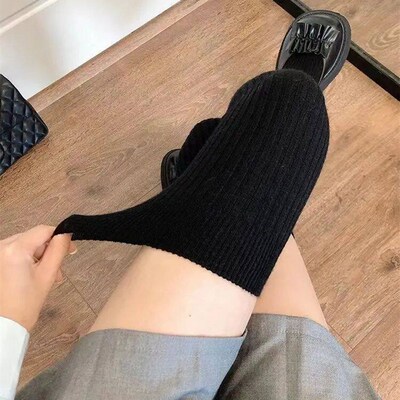 Stockings Winter Solid Color Thigh High Medias Over The Knee