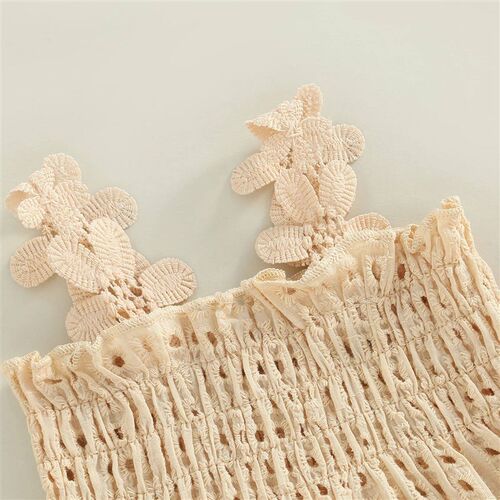Toddler Baby Girls Summer Outfit Solid Color Cutout Pleated