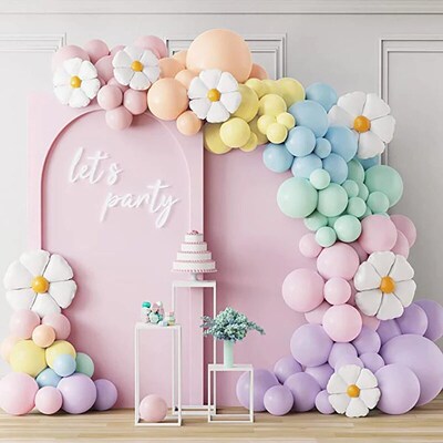 10Pcs Mini Daisy Foil Balloons White Sunflower Balloon Weddi