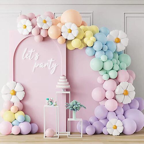 10Pcs Mini Daisy Foil Balloons White Sunflower Balloon Weddi