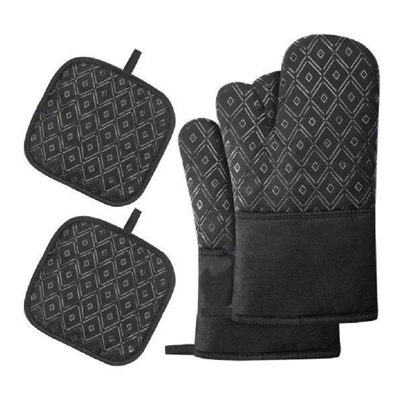 4 Pieces/Set Oven Portable Non-stick Gloves Mittens Heats - 实物图