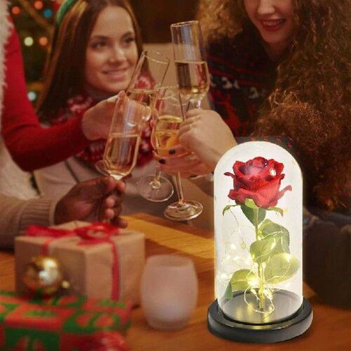 Eternal Rose LED Light Preserved Rose in Glass Cover