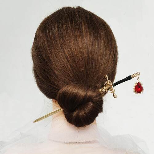 Punk Metal Sword Hairpin Chinese Ruby Hair s for Women DIY H