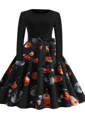 Halloween Cosplay Costume Props Fancy Pumpkin Womens Dress L
