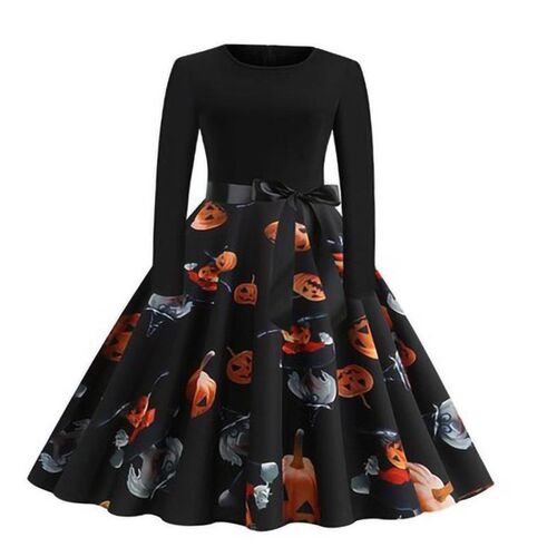 Halloween Cosplay Costume Props Fancy Pumpkin Womens Dress L