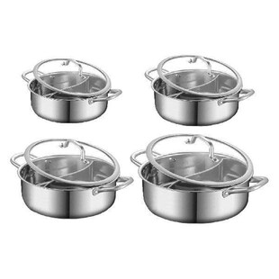 Shabu Shabu Hot Pot with Divider Double Sided Pot for
