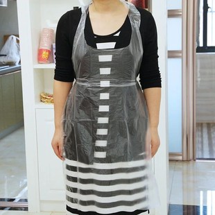 100PCS Disposable Kitchen Aprons Plastic Waterproof Apron In